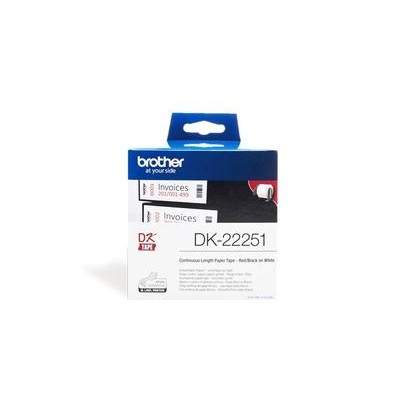 Brother DK22251 (62mmx15.24M) 紙質標籤帶 (連續型) 白底黑紅字 Black/Red on White Continuous Length Paper Label Tape