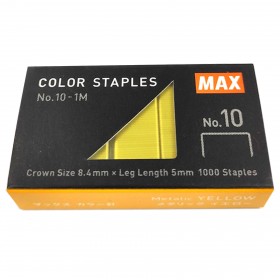 MAX No.10-1M/MY 黃色釘書針 (Yellow Staples(1000pcs)